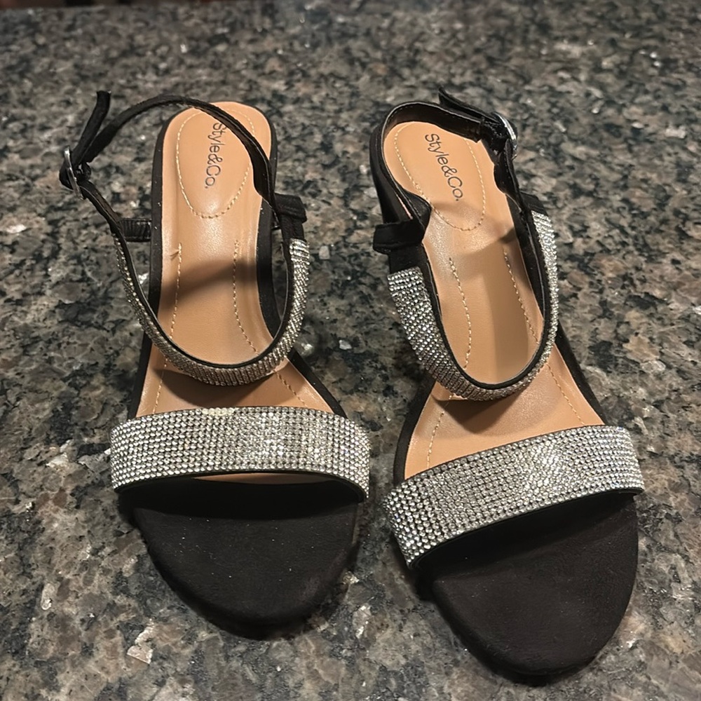 Style & Co. Black and Silver Heels